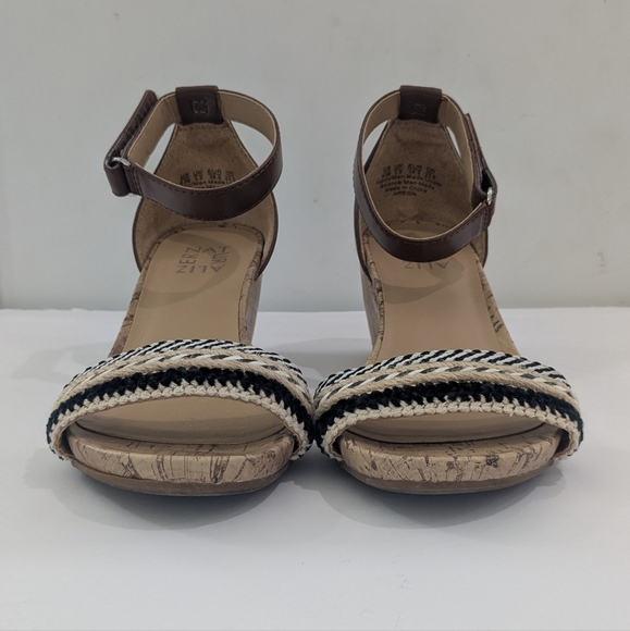 Naturalizer Areda Cork Wedge Sandals Tan Brown Multi-Fabric Hook And Loop 6.5M - Picture 4 of 11